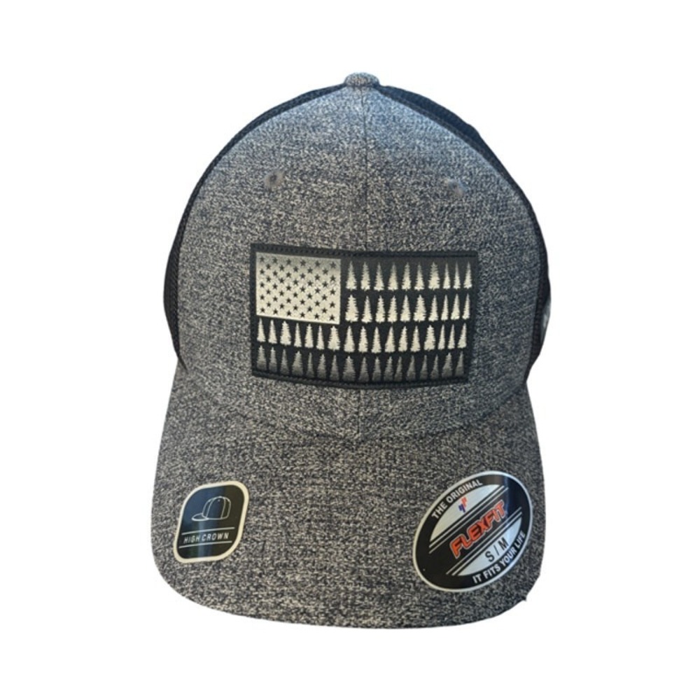 Columbia Mesh Tree Flag Flexfit Ball Cap, Gray/Black, S/M